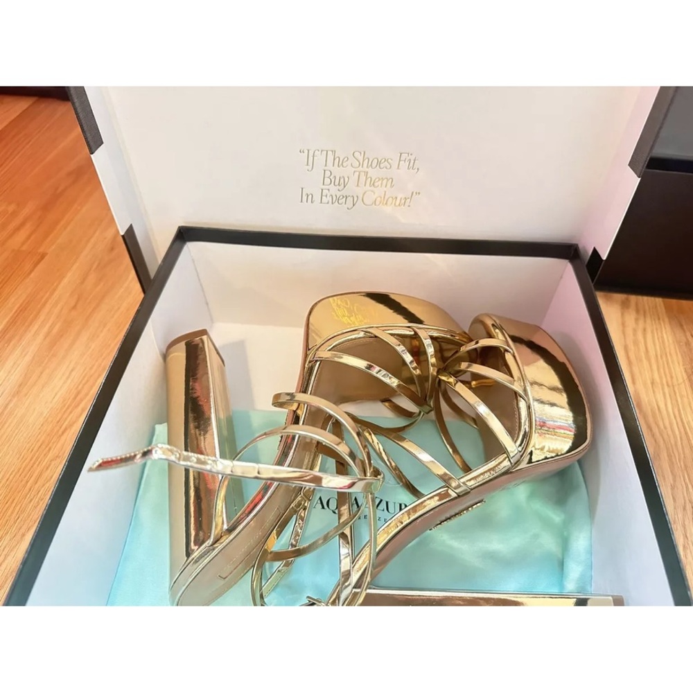 *Never worn* Aquazzura Gold High Heeled Strappy Sandals